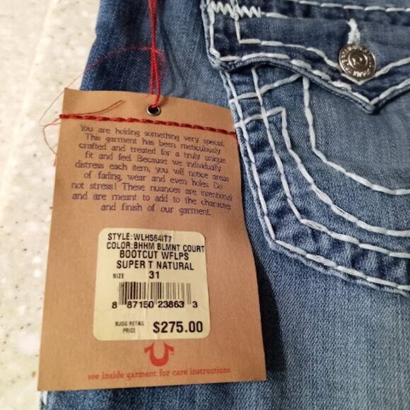 True Religion Super T Bootcut Rope Stitch Style 584T7 NWT SIZE 31 - Picture 5 of 9